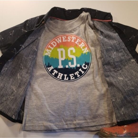 Aeropostale PS Tee Shirt Button Down Shirt Set Knit Graphic Top Boys - Picture 5 of 10